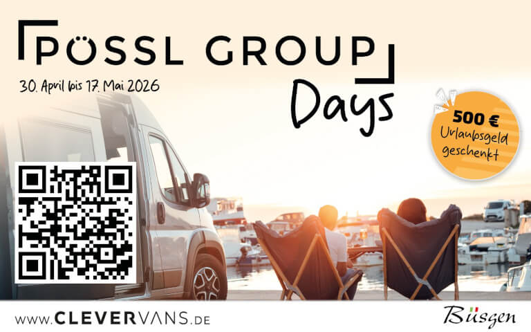 PÖSSL DAYS 2026 bei Büsgen - Sparen Sie bis zum 17. Mai 500 Euro auf ihren Clever Vans!